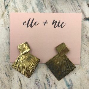 Gold Plated Double Fan Stud Earrings